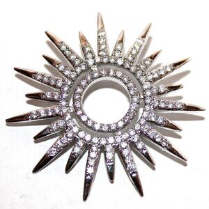 Sun Star Glow Pave Cubic Zirconia Sunshine Galaxy Sunlight Sunburst Pin Brooch